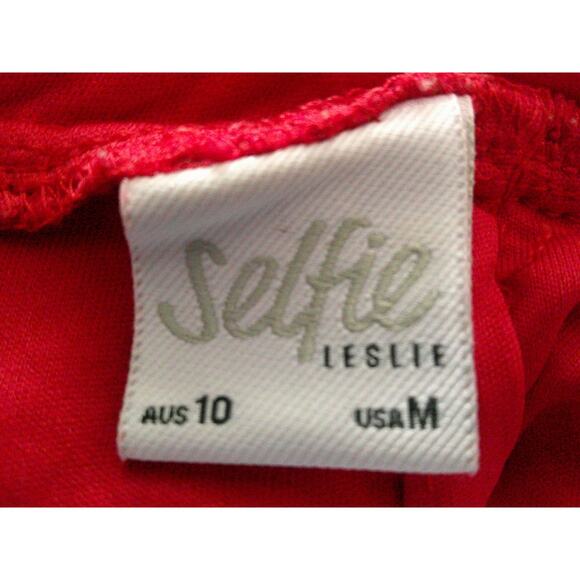 Selfie Leslie Womens Red Floral Crochet Ruffle Lined Fairy Mini Dress Size M - Picture 7 of 10